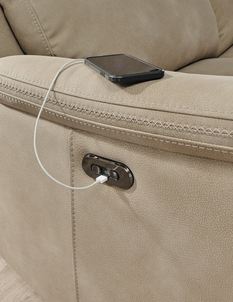 Ashley Sand Next-Gen DuraPella PWR Recliner/ADJ Headrest - Microfiber - Home Elegance USA