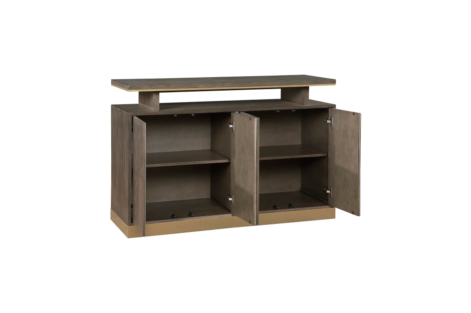 Griffin Modern Server with Sunburst Oak Finish & Gold Accents | Homelegance - Home Elegance USA