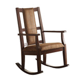 Acme - Butsea Rocking Chair 59378 Brown Fabric & Espresso Finish