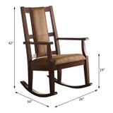 Acme - Butsea Rocking Chair 59378 Brown Fabric & Espresso Finish