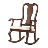 Acme - Sheim Rocking Chair 59382 Beige Fabric & Cherry Finish