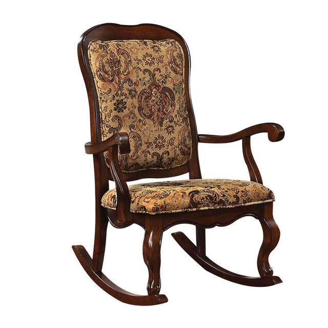 Acme - Sharan Rocking Chair 59390 Fabric & Cherry Finish