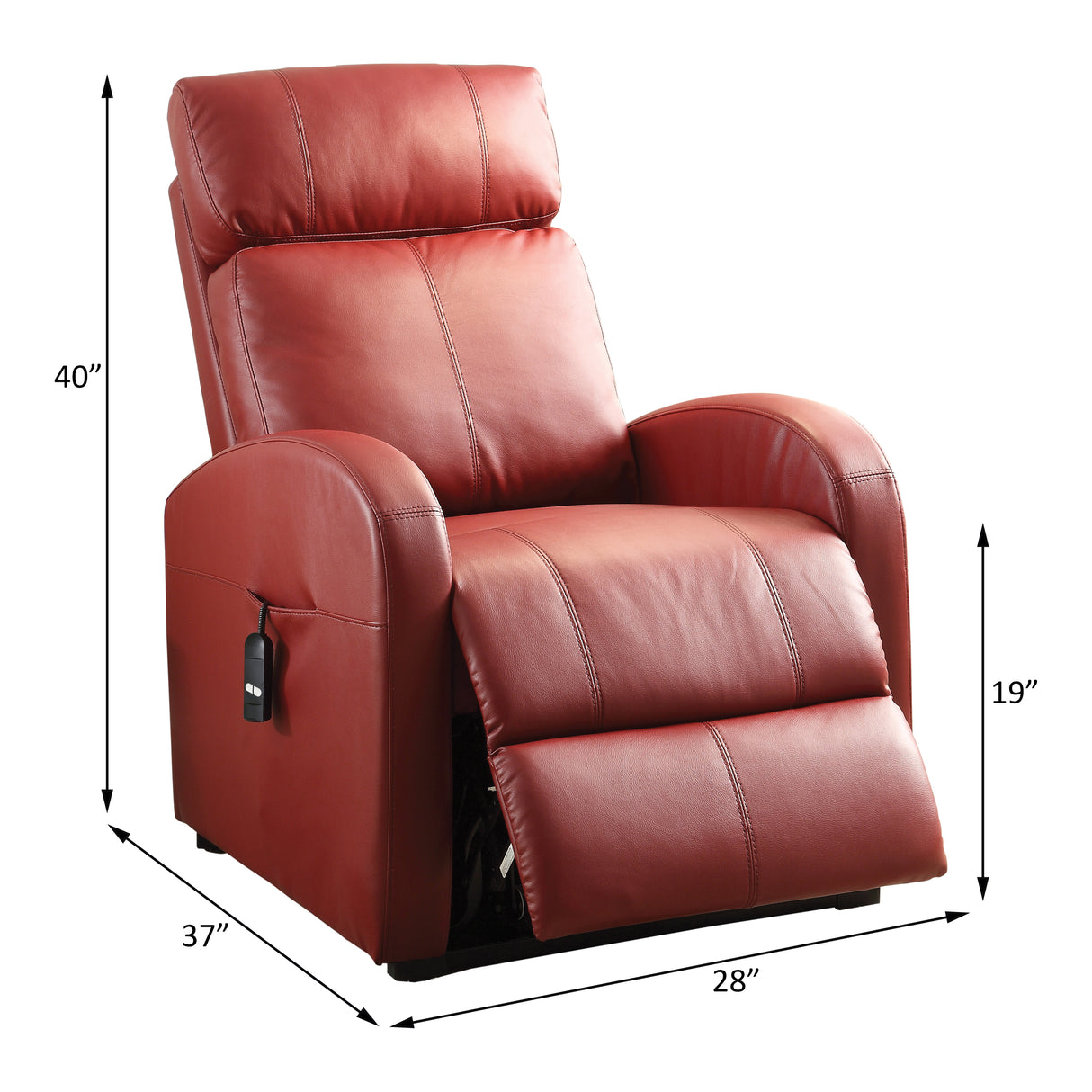 Acme - Ricardo Power  Motion Recliner W/Lift 59406 Red Synthetic Leather