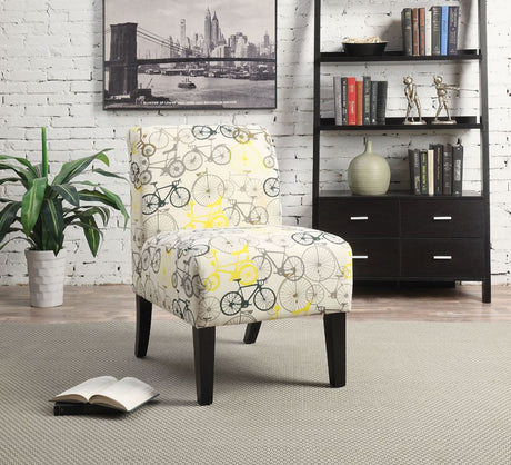 Acme - Ollano Accent Chair 59438 Pattern Fabric (Bike)