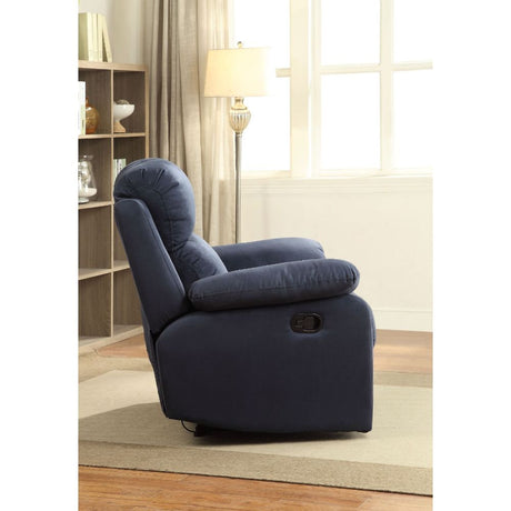 Acme - Parklon Motion Recliner 59476 Blue Microfiber