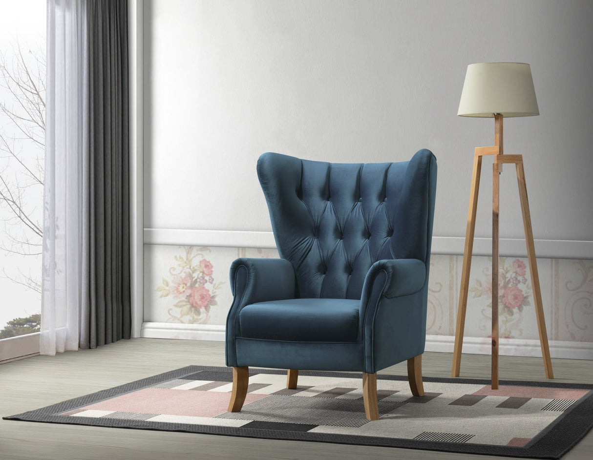 Adonis Accent Chair 59518 Azure Blue Velvet | Acme - 59518 - Home Elegance USA - 1