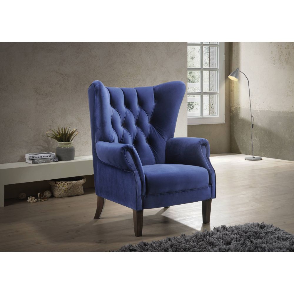 Acme - Adonis Accent Chair 59519 Navy Blue Velvet