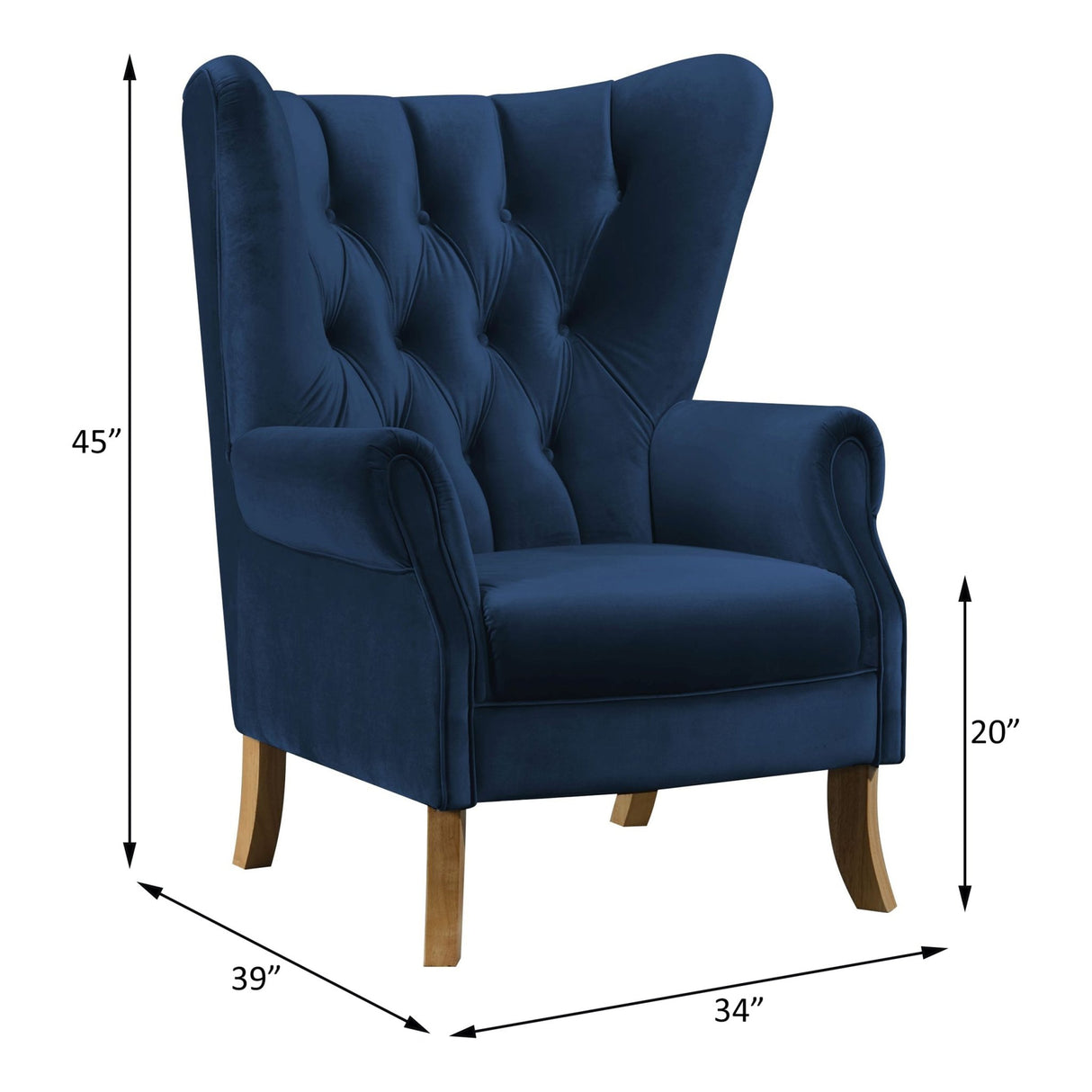 Adonis Accent Chair 59519 Navy Blue Velvet | Acme - 59519 - Home Elegance USA - 2