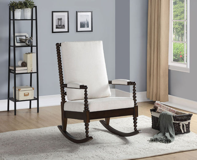 Acme - Tristin Rocking Chair 59523 Cream Fabric & Walnut Finish