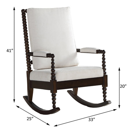 Acme - Tristin Rocking Chair 59523 Cream Fabric & Walnut Finish