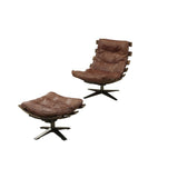 Acme - Gandy Chair & Ottoman 59530 Retro Brown Top Grain Leather