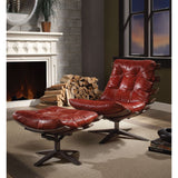 Acme - Gandy Chair & Ottoman 59531 Antique Red Top Grain Leather