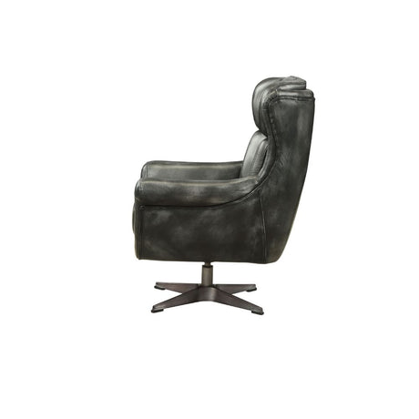 Asotin Accent Chair W/Swivel 59532 Vintage Black Top Grain Leather | Acme - 59532 - Home Elegance USA - 4