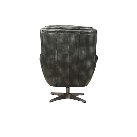 Asotin Accent Chair W/Swivel 59532 Vintage Black Top Grain Leather | Acme - 59532 - Home Elegance USA - 5