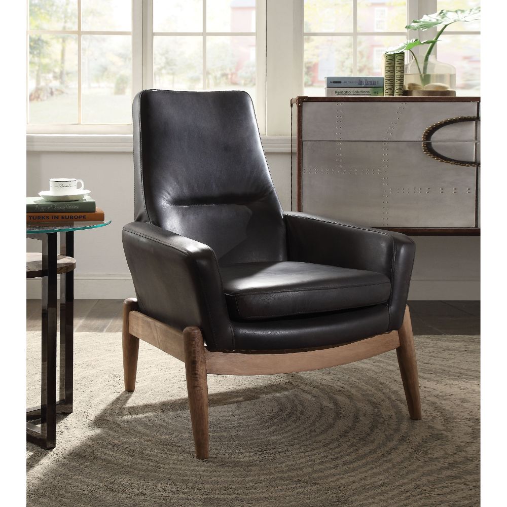 Acme - Dolphin Accent Chair 59533 Black Top Grain Leather