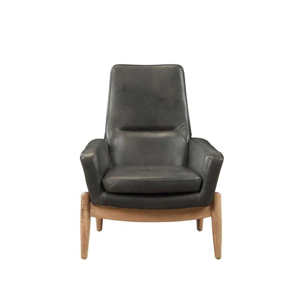 Acme - Dolphin Accent Chair 59533 Black Top Grain Leather