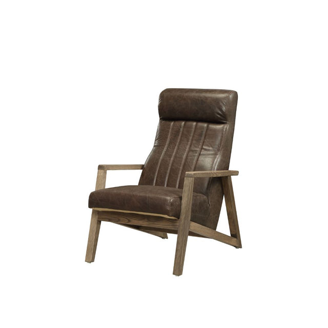 Acme - Emint Accent Chair 59534 Distress Chocolate Top Grain Leather
