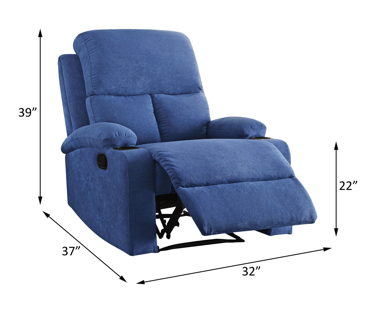 Acme - Rosia Motion Recliner 59545 Blue Linen