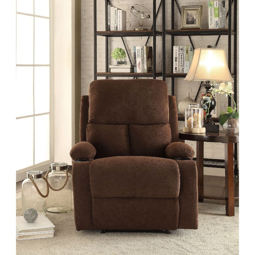 Acme - Rosia Motion Recliner 59547 Chocolate Linen