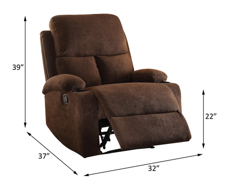 Acme - Rosia Motion Recliner 59547 Chocolate Linen