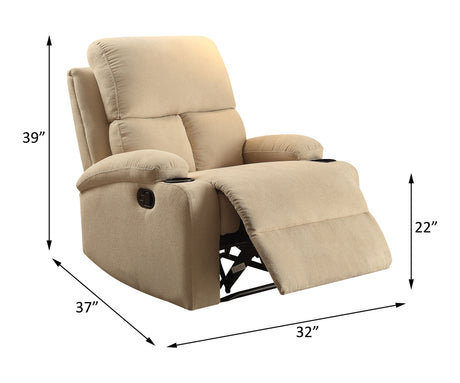 Acme - Rosia Motion Recliner 59551 Beige Velvet