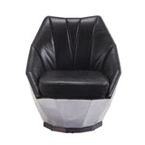 Acme - Brancaster Accent Chair 59622 Distress Espresso Top Grain Leather & Aluminum