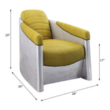 Brancaster Accent Chair 59624 Yellow Top Grain Leather & Aluminum | Acme | Home Elegance USA