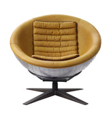 Acme - Brancaster Accent Chair 59664 Turmeric Top Grain Leather & Aluminum