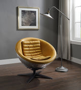 Acme - Brancaster Accent Chair 59664 Turmeric Top Grain Leather & Aluminum