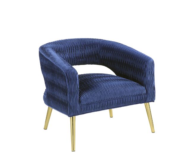 Acme - Aistil Accent Chair 59675 Blue Velvet & Gold Finish
