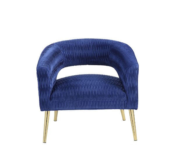 Acme - Aistil Accent Chair 59675 Blue Velvet & Gold Finish