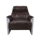 Brancaster Accent Chair 59715 Espresso Top Grain Leather & Aluminum | Acme | Home Elegance USA