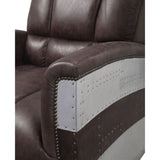 Acme - Brancaster Accent Chair 59716 Retro Brown Top Grain Leather & Aluminum