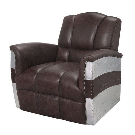 Brancaster Accent Chair 59716 Retro Brown Top Grain Leather & Aluminum | Acme | Home Elegance USA