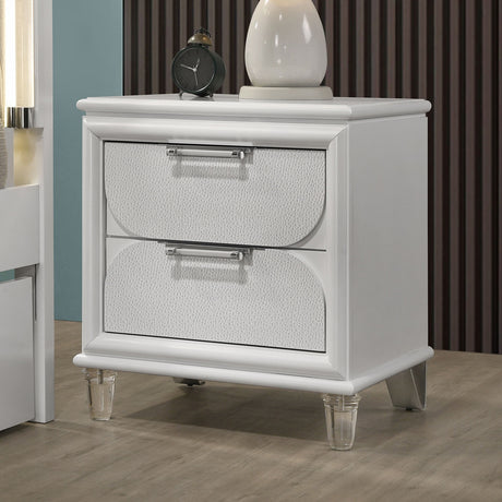 Contemporary Glam Pearl White Full Size Bed W Trundle 2x Nightstands Embossed Panel 3pc Bedframe Bedroom Furniture - sold by Home Elegance USA