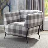 Acme - Niamey II Accent Chair 59725 Pattern Fabric & Metal Frame Black Finish