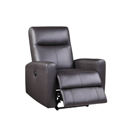 Acme - Blane Power Motion Recliner 59773 Brown Top Grain Leather Match