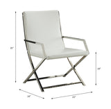 Acme - Rafael Accent Chair 59775 White Synthetic Leather & Stainless Steel