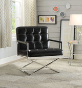 Acme - Rafael Accent Chair 59776 Black Synthetic Leather & Stainless Steel