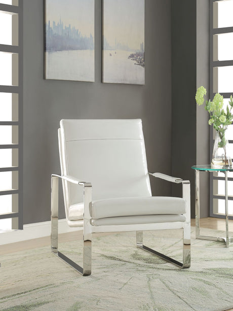 Acme - Rafael Accent Chair 59782 White Synthetic Leather & Stainless Steel