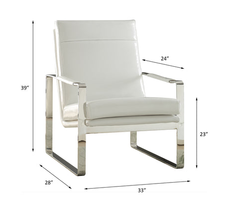 Acme - Rafael Accent Chair 59782 White Synthetic Leather & Stainless Steel