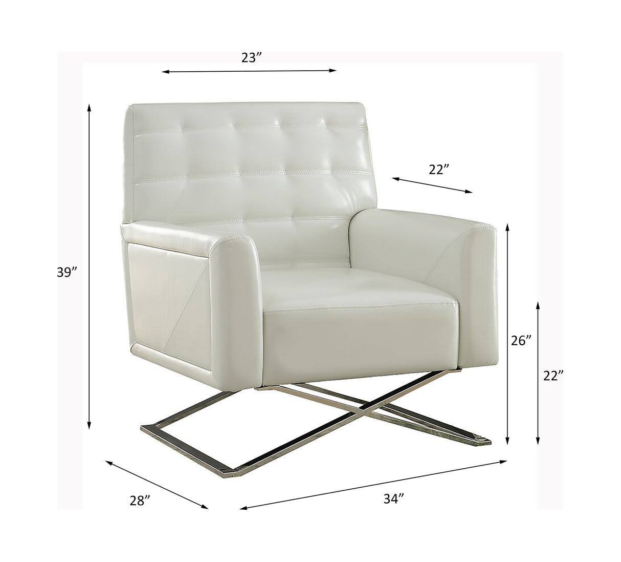 Acme - Rafael Accent Chair 59784 White Synthetic Leather & Stainless Steel