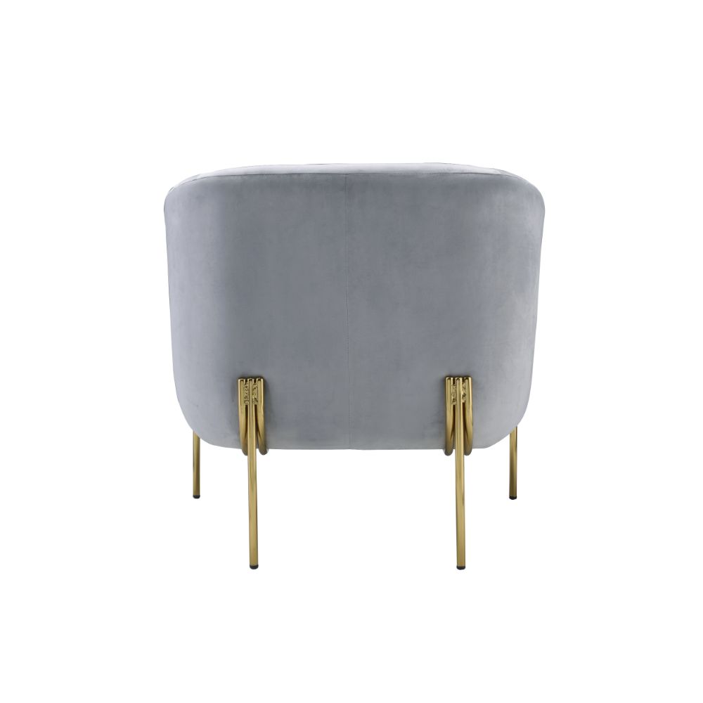 Carlson Accent Chair 59790 Gray Velvet & Gold Finish | Acme | Home Elegance USA