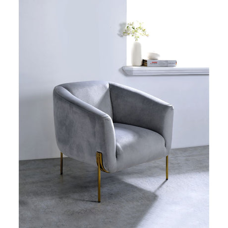 Acme - Carlson Accent Chair 59790 Gray Velvet & Gold Finish