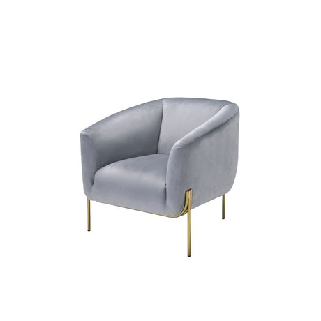 Acme - Carlson Accent Chair 59790 Gray Velvet & Gold Finish