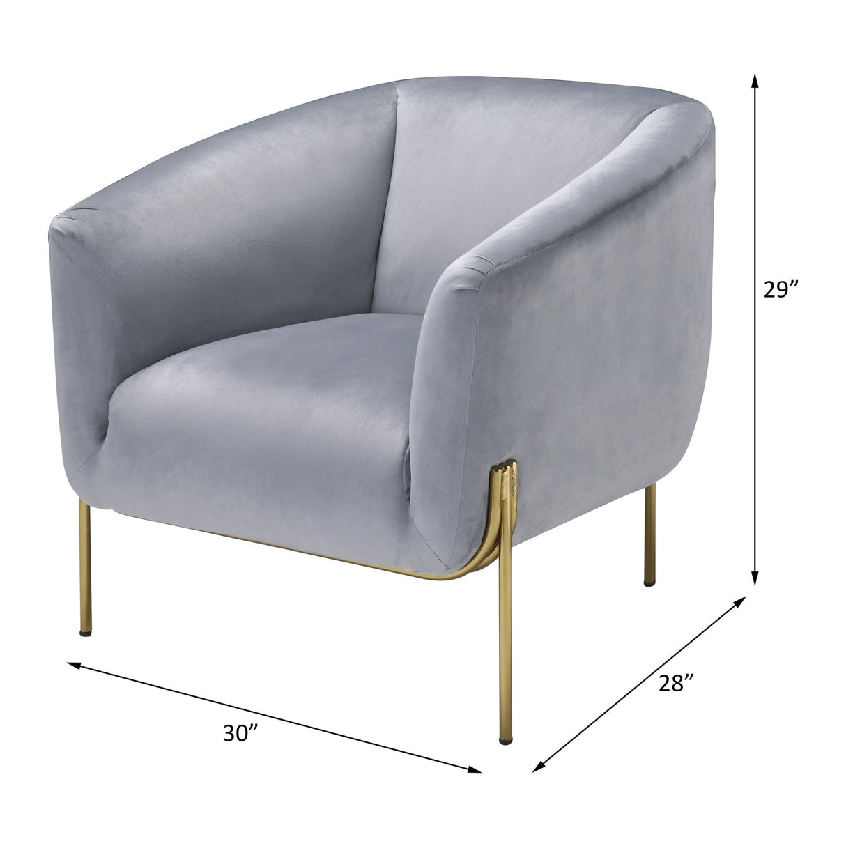 Carlson Accent Chair 59790 Gray Velvet & Gold Finish | Acme | Home Elegance USA