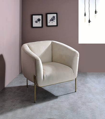 Carlson Accent Chair 59792 Beige Velvet & Gold Finish | Acme | Home Elegance USA