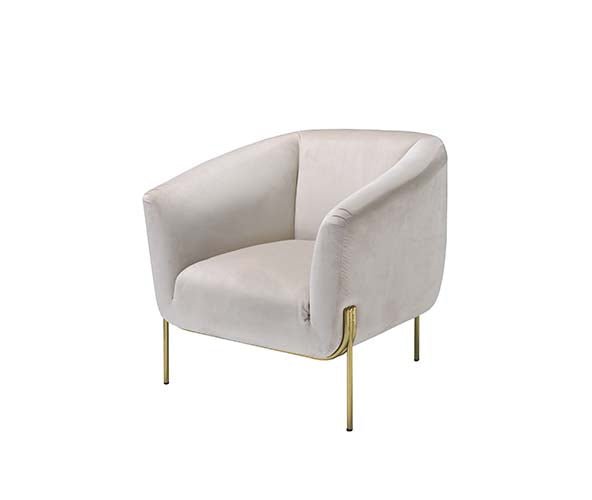 Carlson Accent Chair 59792 Beige Velvet & Gold Finish | Acme | Home Elegance USA