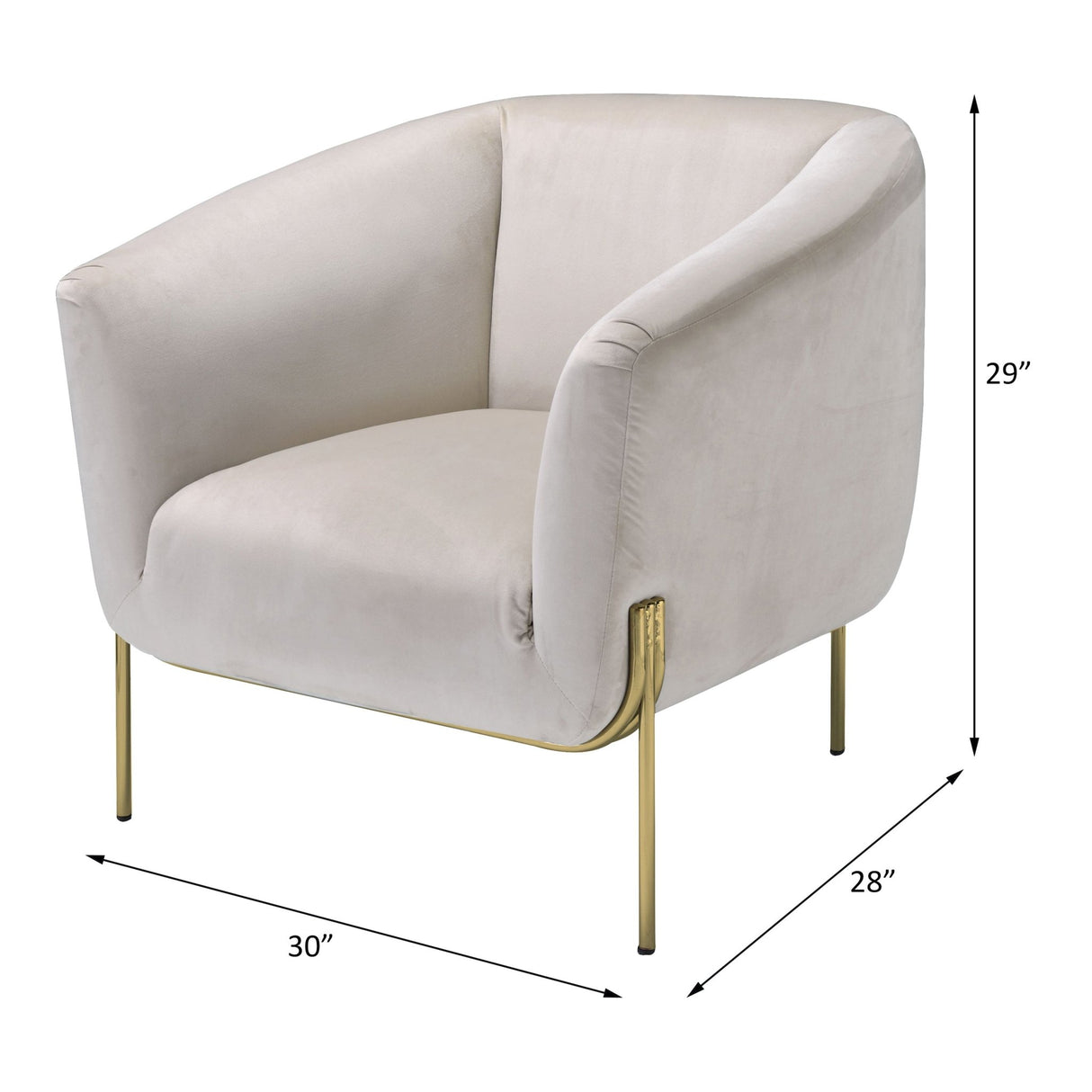 Carlson Accent Chair 59792 Beige Velvet & Gold Finish | Acme | Home Elegance USA