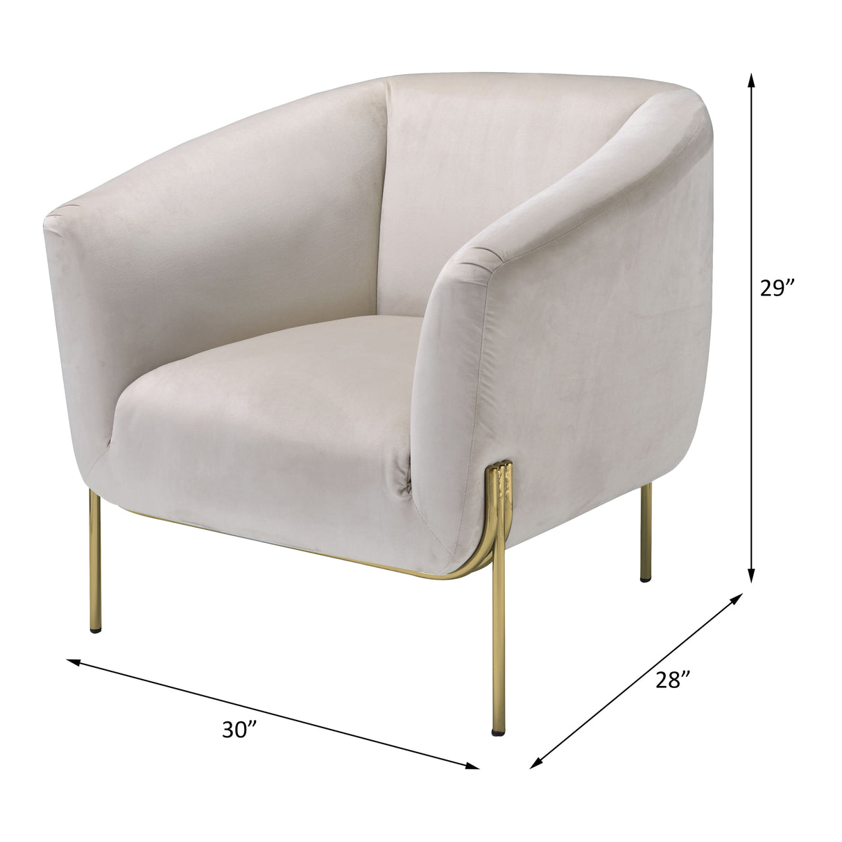 Acme - Carlson Accent Chair 59792 Beige Velvet & Gold Finish